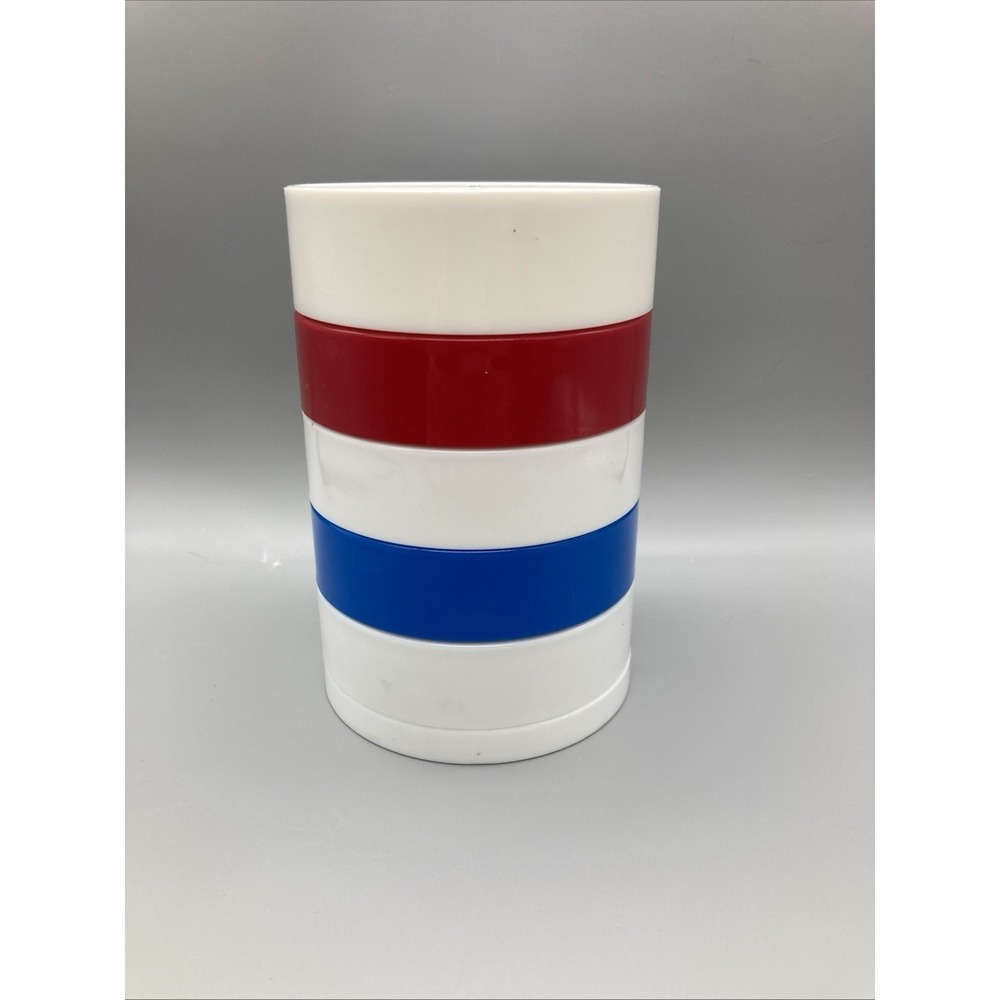 Vintage 1984 Swivel Desk Organizer Red White Blue Pen Pencil Holder Americana